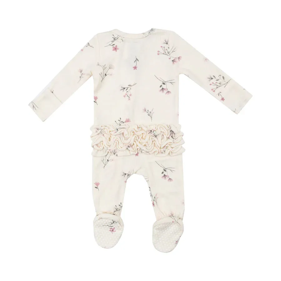 2 WAY ZIPPER RUFFLE BACK FOOTIE - WISPY FLORAL