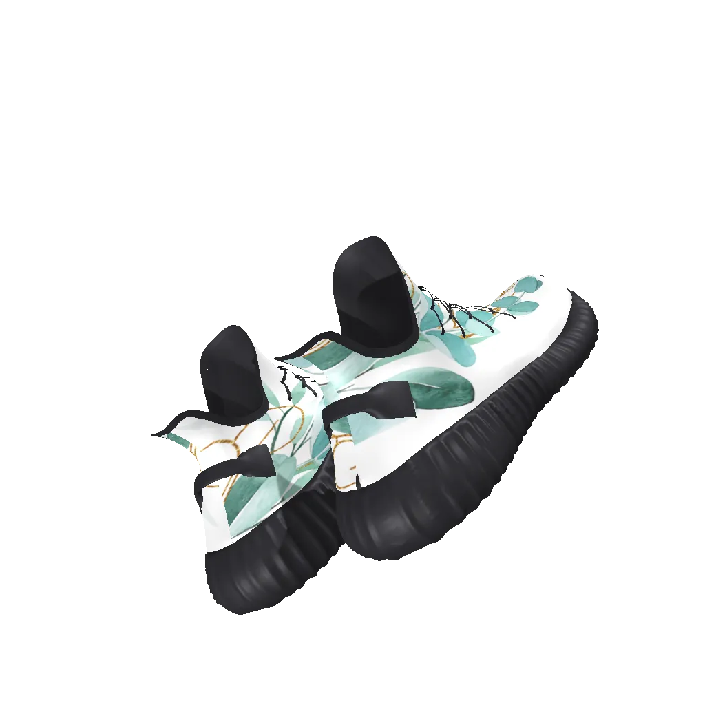 All-Over Print Lace Up Knit Chunky Sneakers