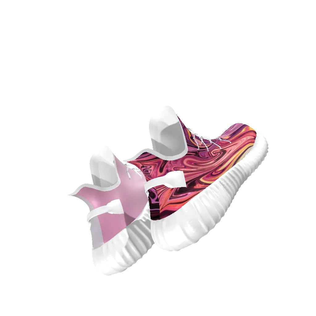 All-Over Print Lace Up Knit Chunky Sneakers