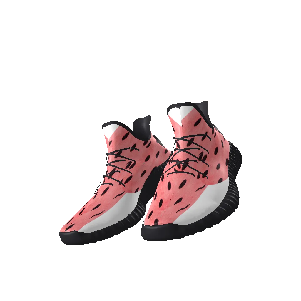 All-Over Print Lace Up Knit Chunky Sneakers