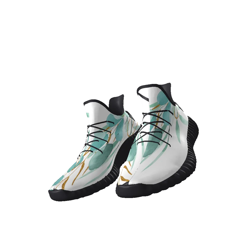 All-Over Print Lace Up Knit Chunky Sneakers