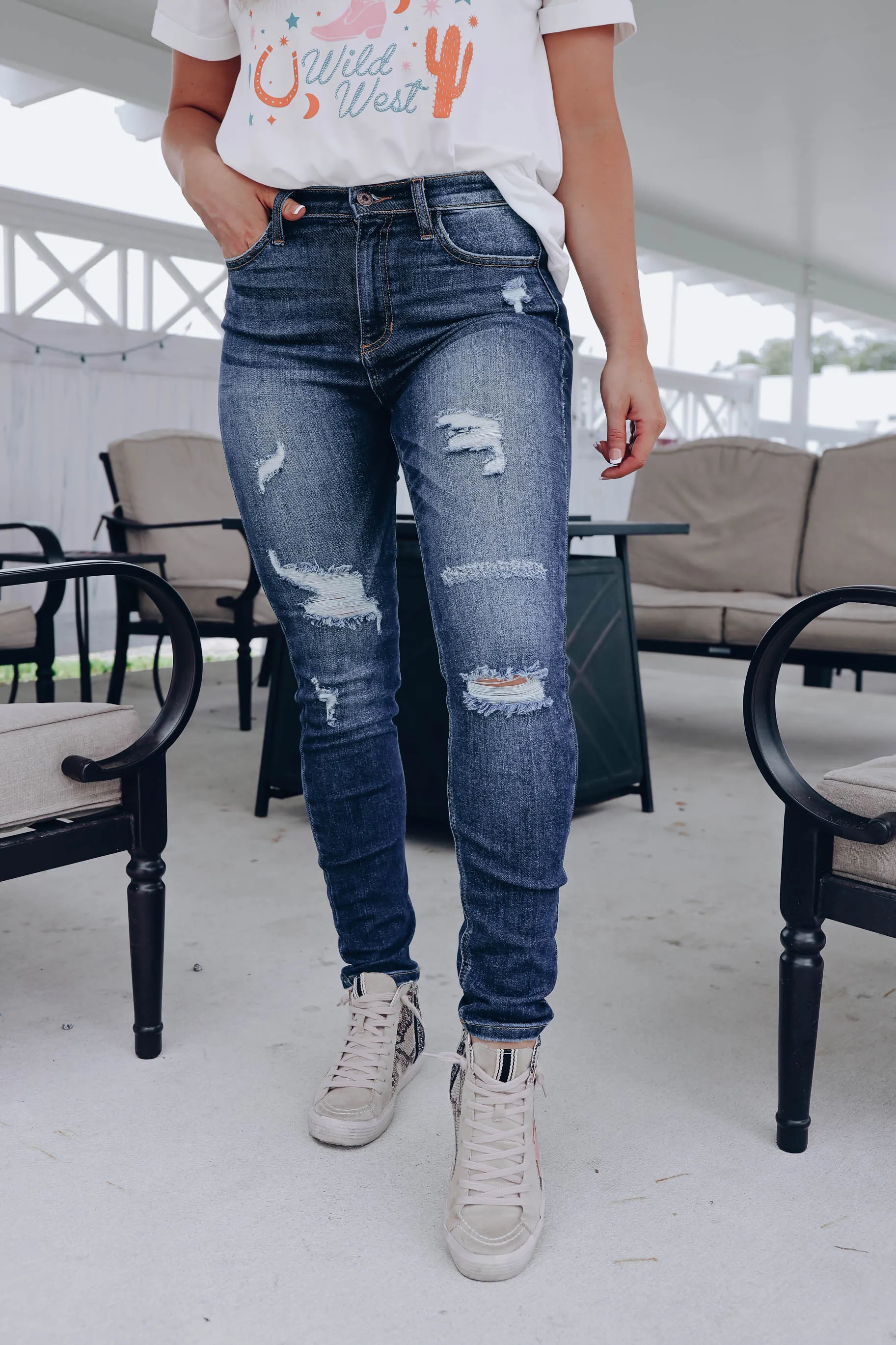 Brantley Distressed Skinny Jeans - Medium Wash