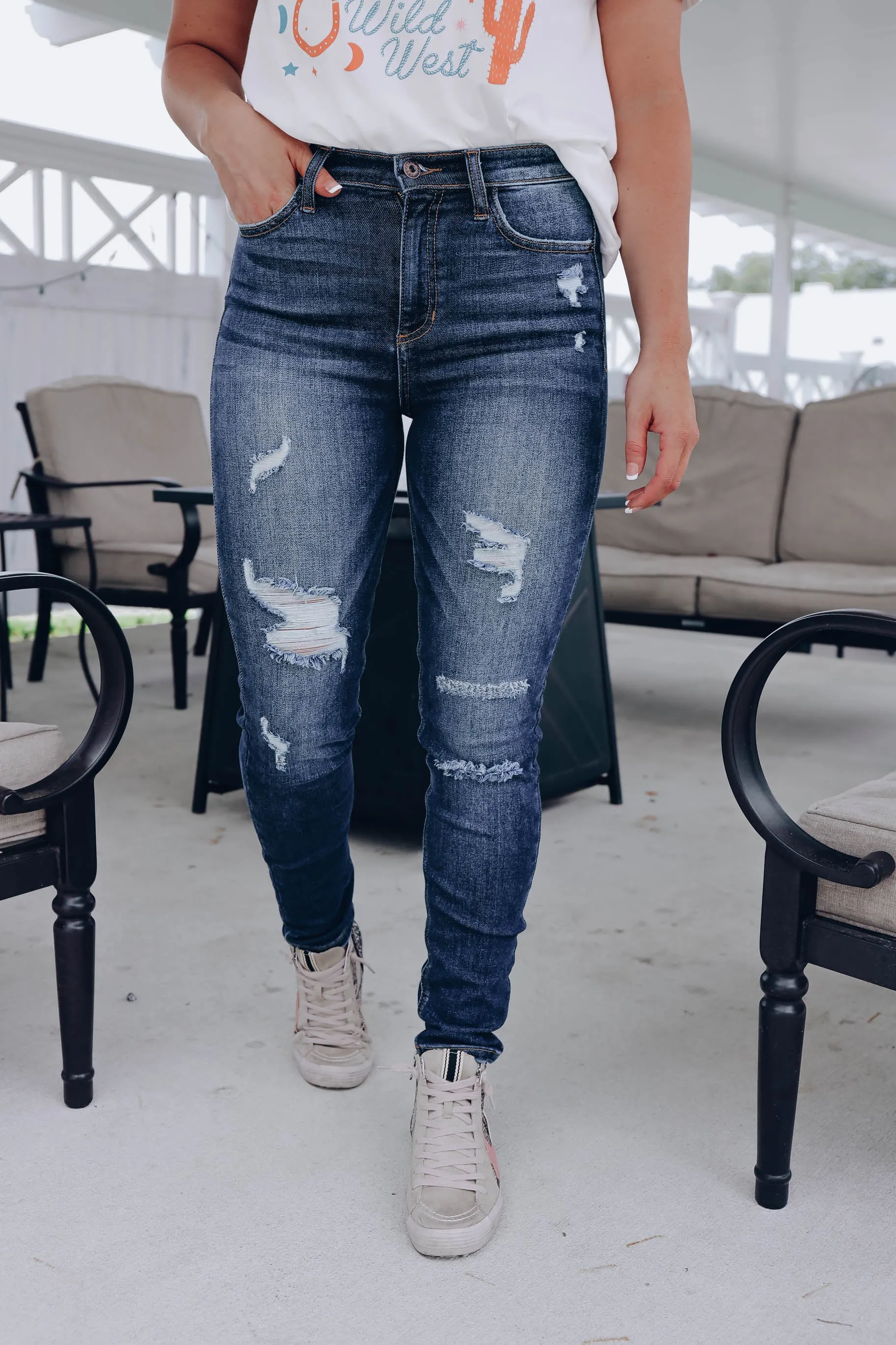 Brantley Distressed Skinny Jeans - Medium Wash