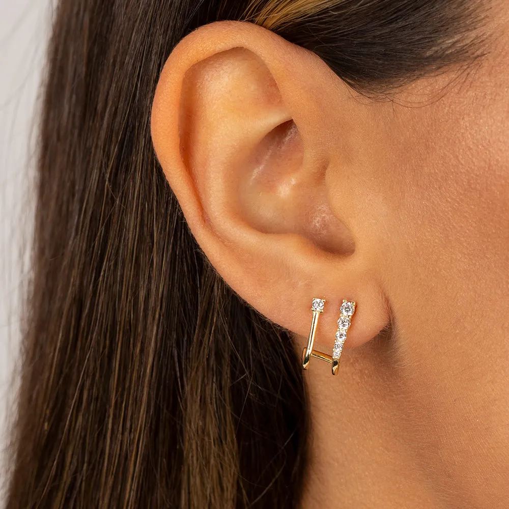 Colored Double CZ Stud Earring