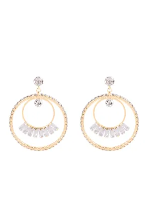 CUBIC ZIRCONIA CIRCLE BAGUETTE DANGLE EARRINGS