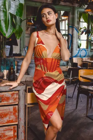 Draped midi dress by Averie