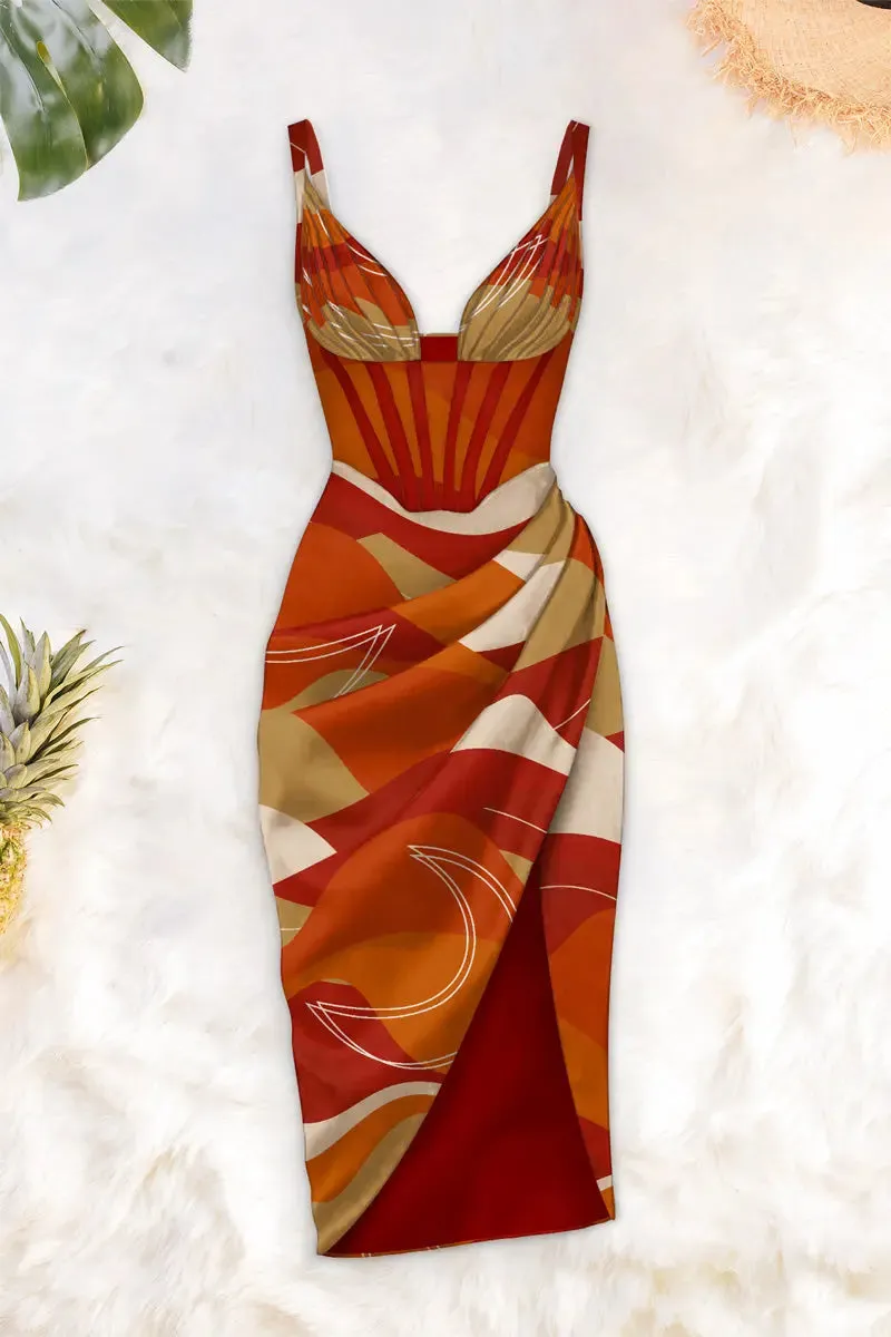 Draped midi dress by Averie