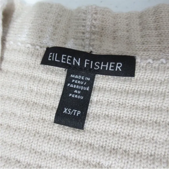 Eileen Fisher Organic Cotton Open Front Knit Cardigan Oversized Size XS