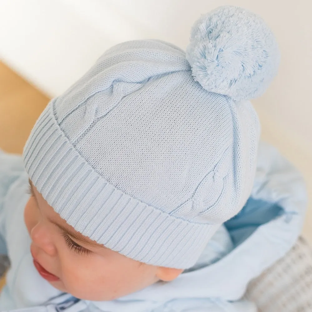 Emile et Rose fuzzy blue pom hat