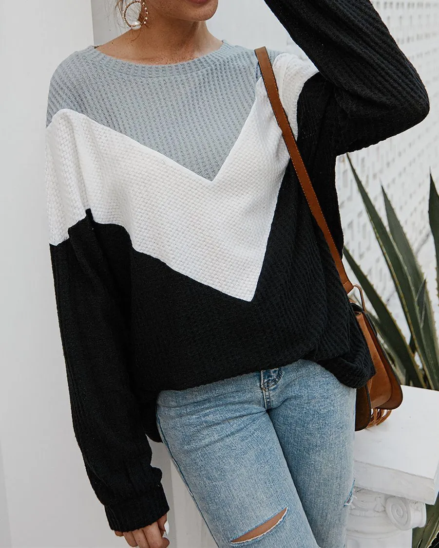 Everlasting Impression Colorblock Knit Top - Black