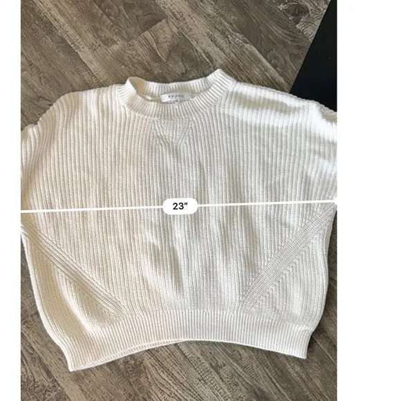 FRAME Cropped Chunky Balloon Sleeve Sweater Off White S