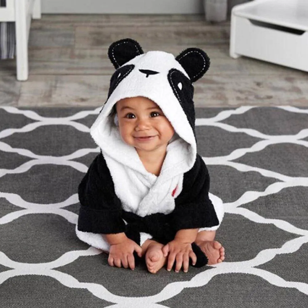 Hooded Soft Flannel Lovely Animals Bathrobe - Pink, Black, White, Grey