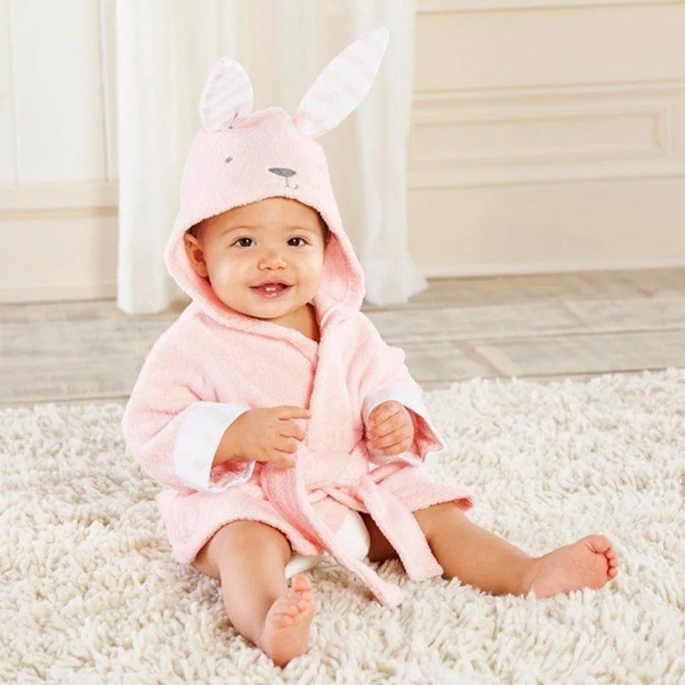 Hooded Soft Flannel Lovely Animals Bathrobe - Pink, Black, White, Grey