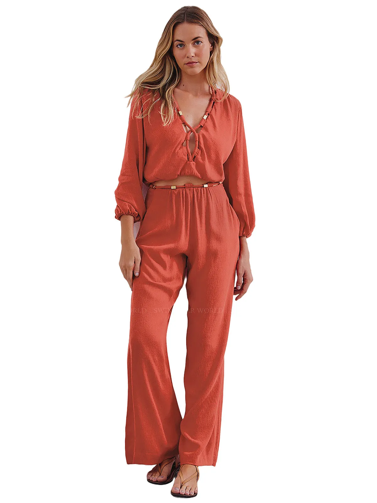 Ino Detail Long Sleeve Blouse-Miko Detail Pants ::RET