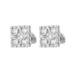 Lab-Created Moissanite Squared Screw back 925 Sterling Silver Earrings M2012339