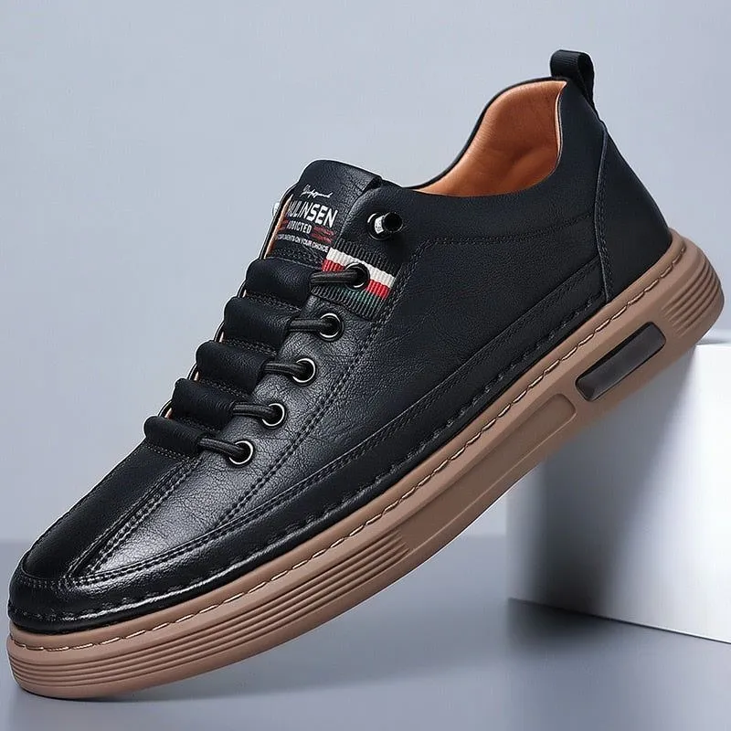 Leather Men's Casual Driving Shoes Non-slip Men Sneakers