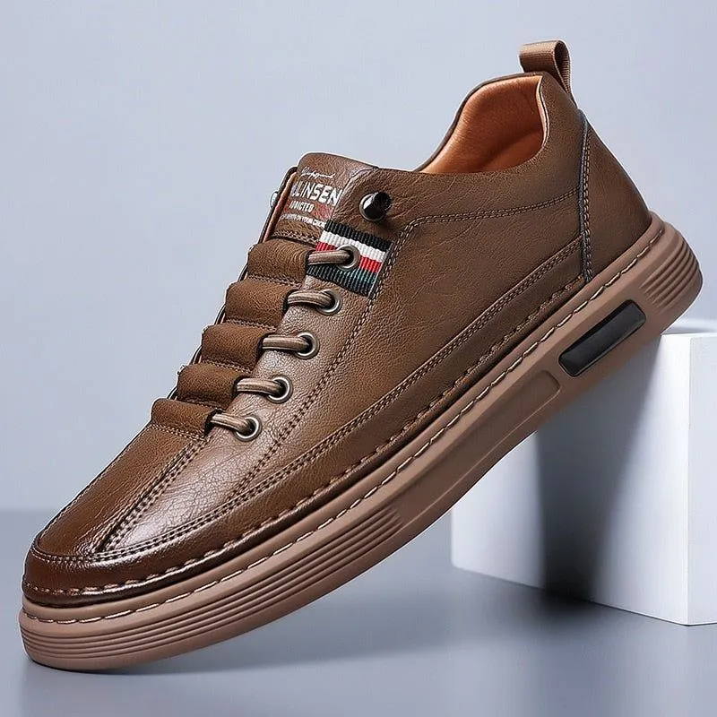 Leather Men's Casual Driving Shoes Non-slip Men Sneakers