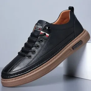 Leather Men's Casual Driving Shoes Non-slip Men Sneakers