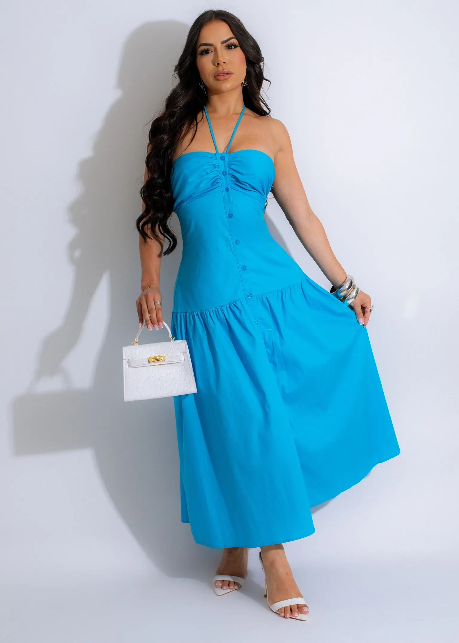 Looking Again Midi Dress Blue
