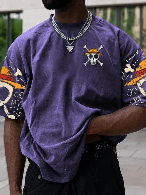 Men's Fashion Anime Print Casual Short Sleeve T-Shirt