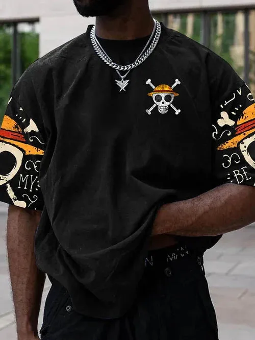 Men's Fashion Anime Print Casual Short Sleeve T-Shirt