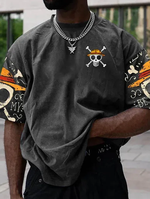 Men's Fashion Anime Print Casual Short Sleeve T-Shirt