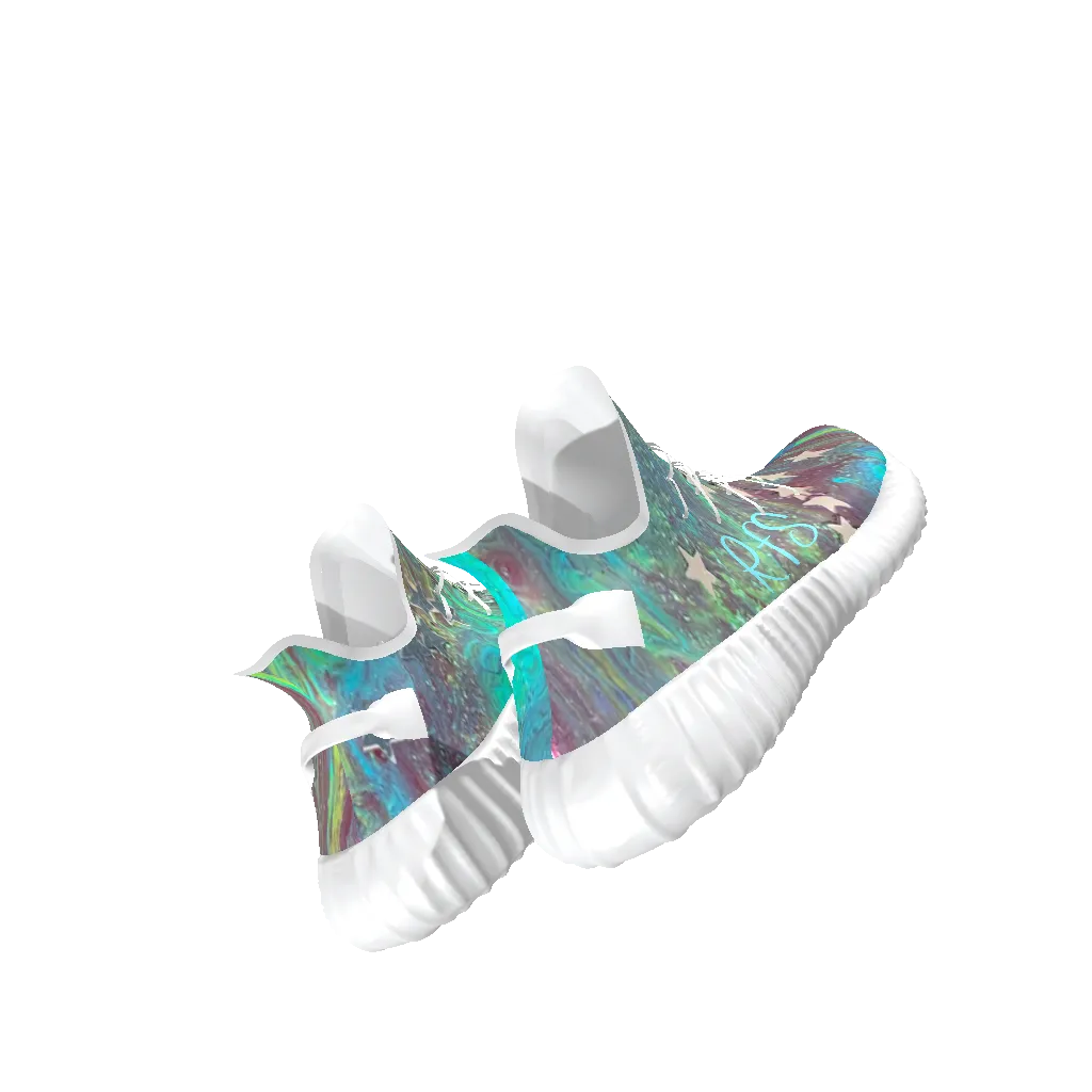 Ocean Glitter Lace Up Knit Chunky Sneakers
