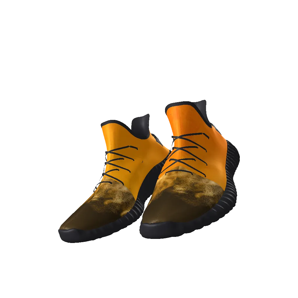 Orange Fire Sneakers - All-Over Print Lace Up Knit Chunky Sneakers