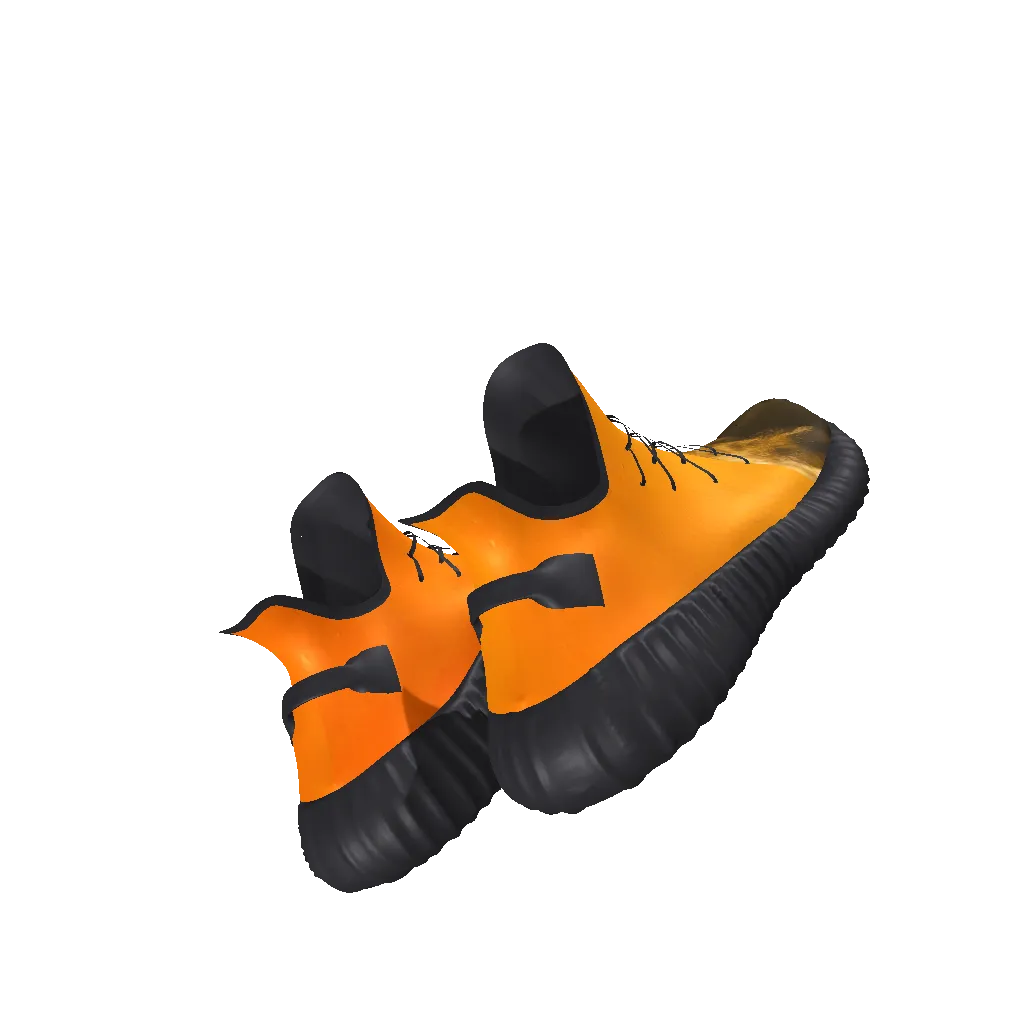 Orange Fire Sneakers - All-Over Print Lace Up Knit Chunky Sneakers