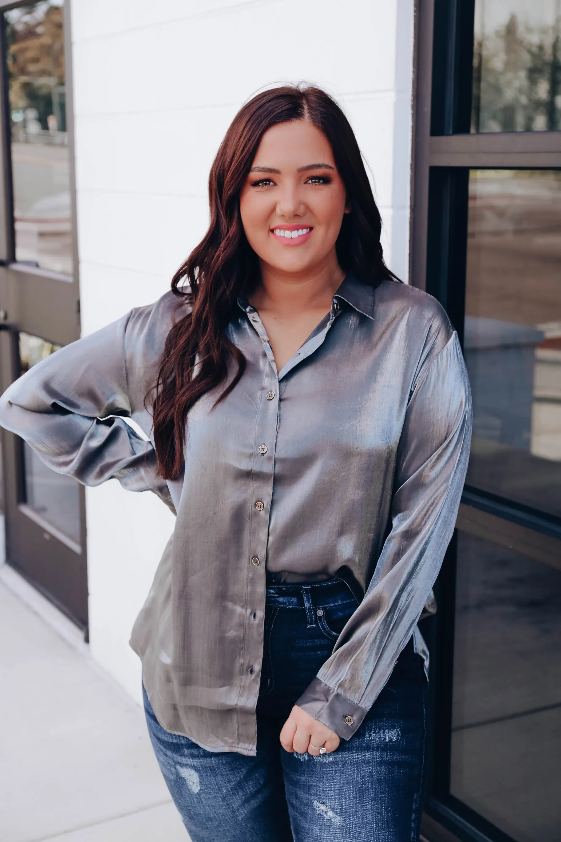 Parke Metallic Blouse - Smoke