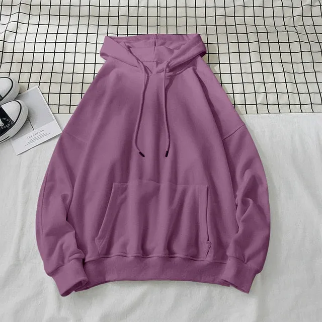Privathinker Woman's Sweatshirts Solid 12 Colors Korean Female Hooded Pullovers 2020 Cotton Thicken Warm Oversized Hoodies Women