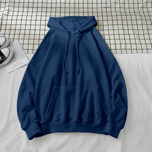 Privathinker Woman's Sweatshirts Solid 12 Colors Korean Female Hooded Pullovers 2020 Cotton Thicken Warm Oversized Hoodies Women