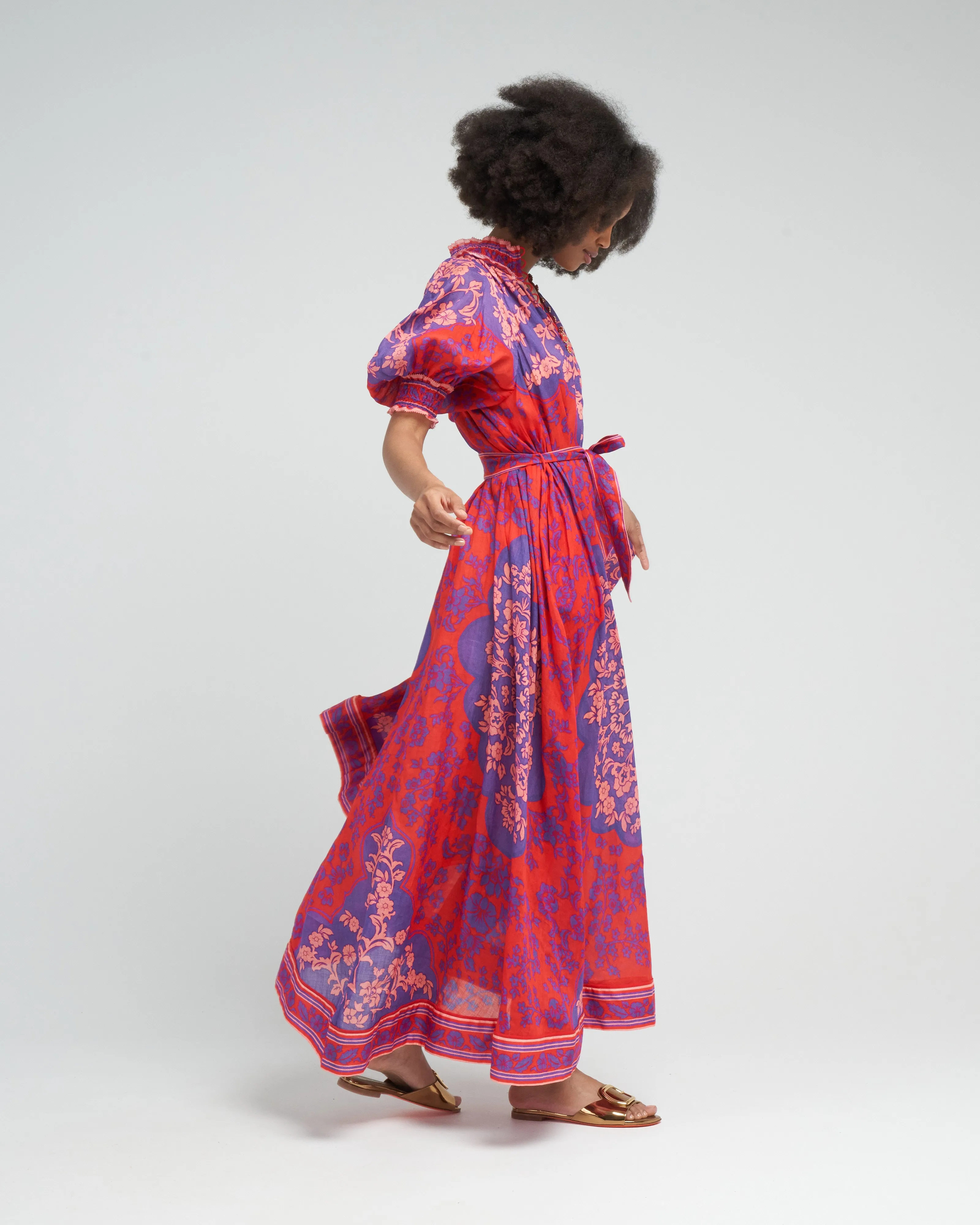 raie swing maxi dress - purple/red floral