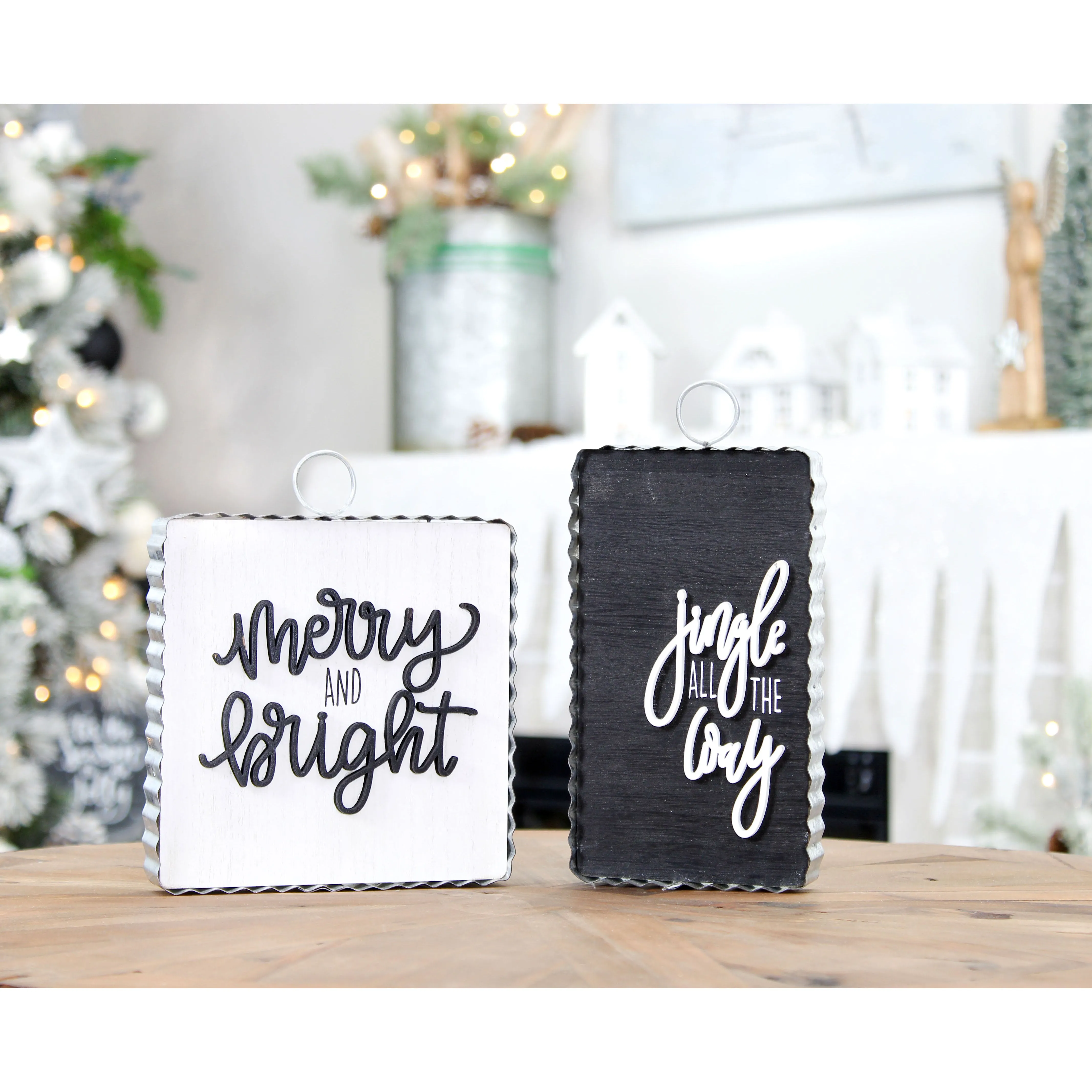 Reversible Christmas/Winter Sign Set (2-Piece Set with 4 Designs, Case of 4)