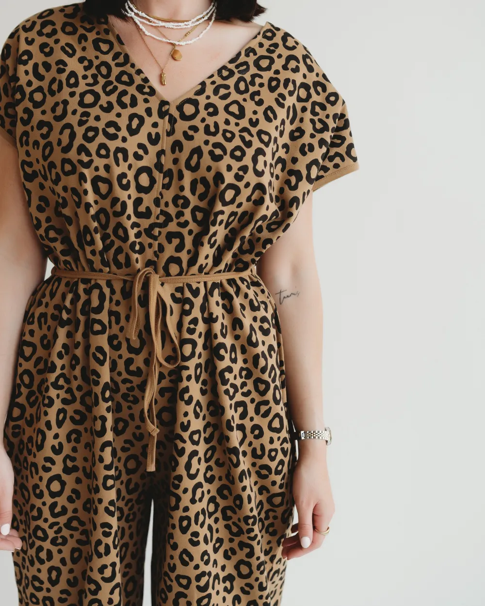 Rita Tie Back Mini Animal Print Jumpsuit