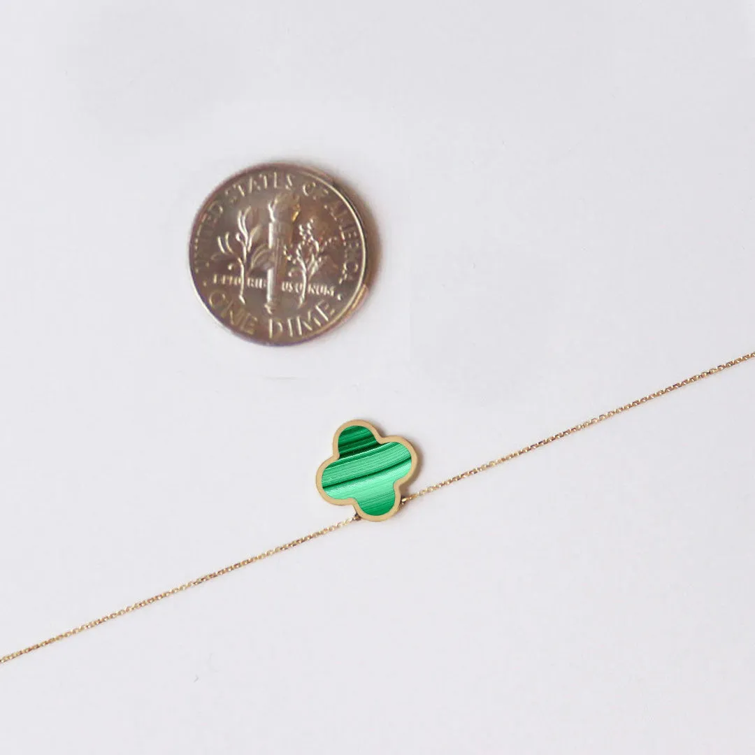 Small Malachite Single Clover Necklace