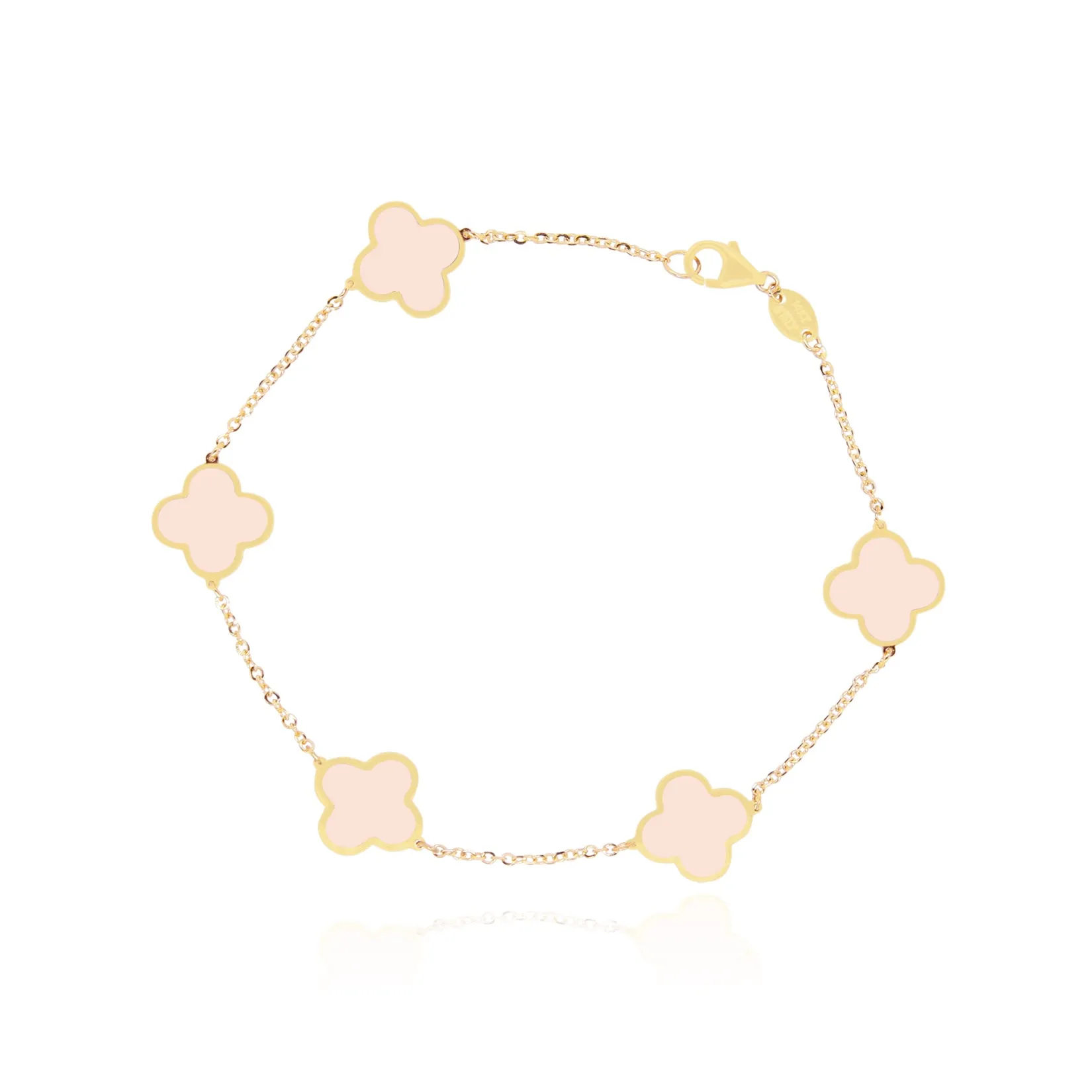 Small Pink Pearl Clover Bracelet