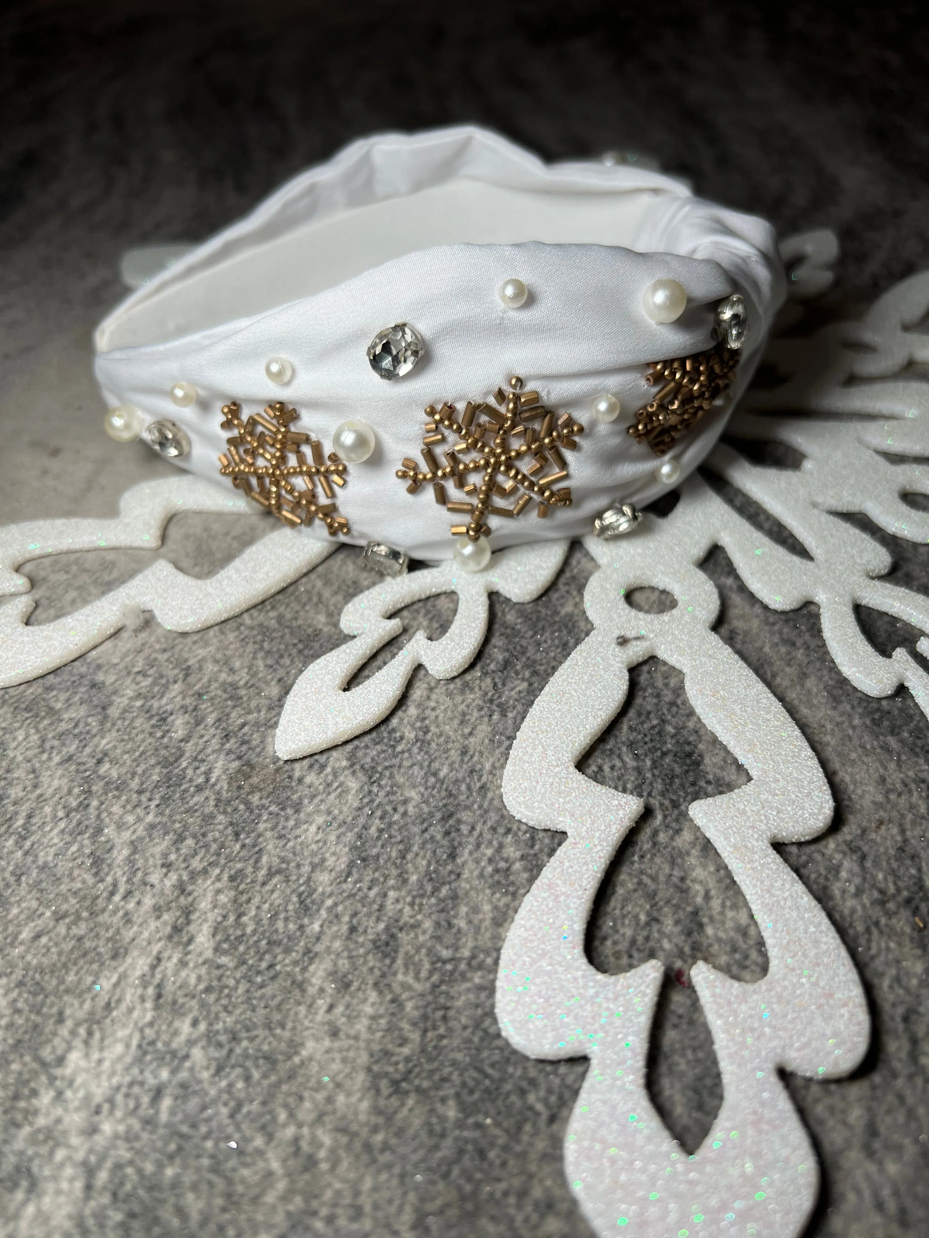 Snowflake Beaded Headband