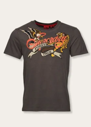 T-shirt Tatoo Script Graphic dark grey di Superdry