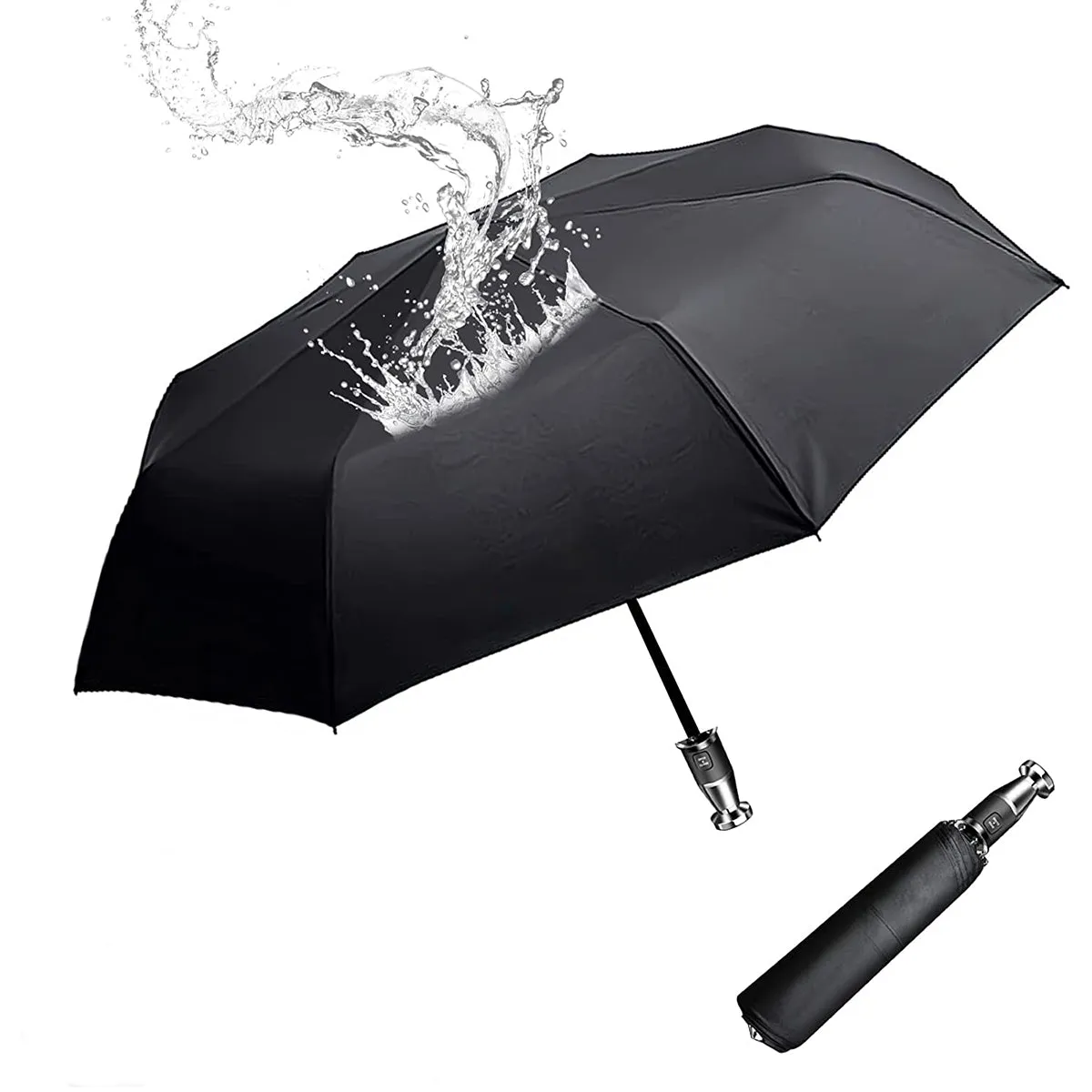 Umbrella for All Cars, 10 Ribs Umbrella Windproof Automatic Folding Umbrella, One-handed use, Rain and Sun Protection, Car Accessories LM13993