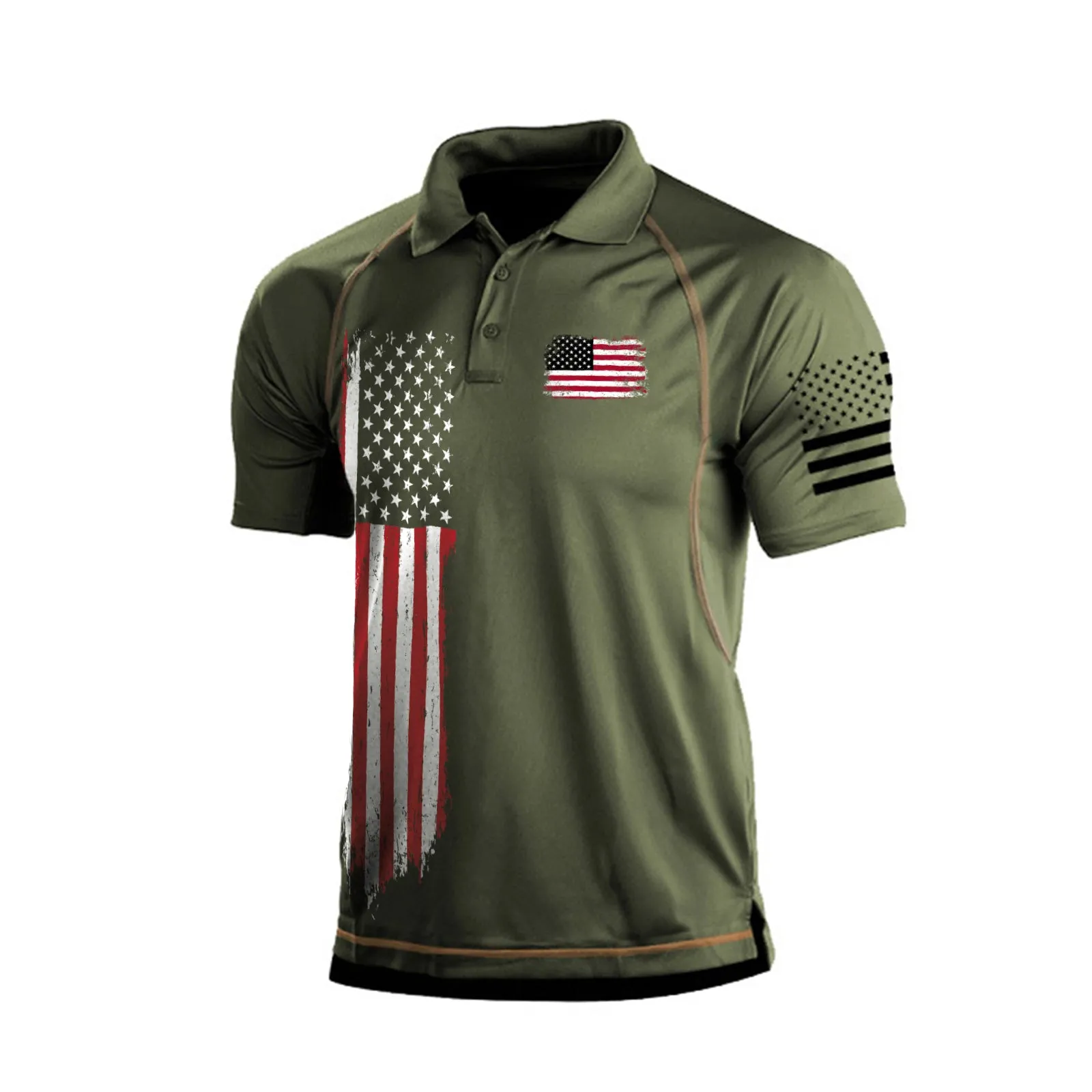 USA FLAG RAGLAN GRAPHIC POLO SHIRT