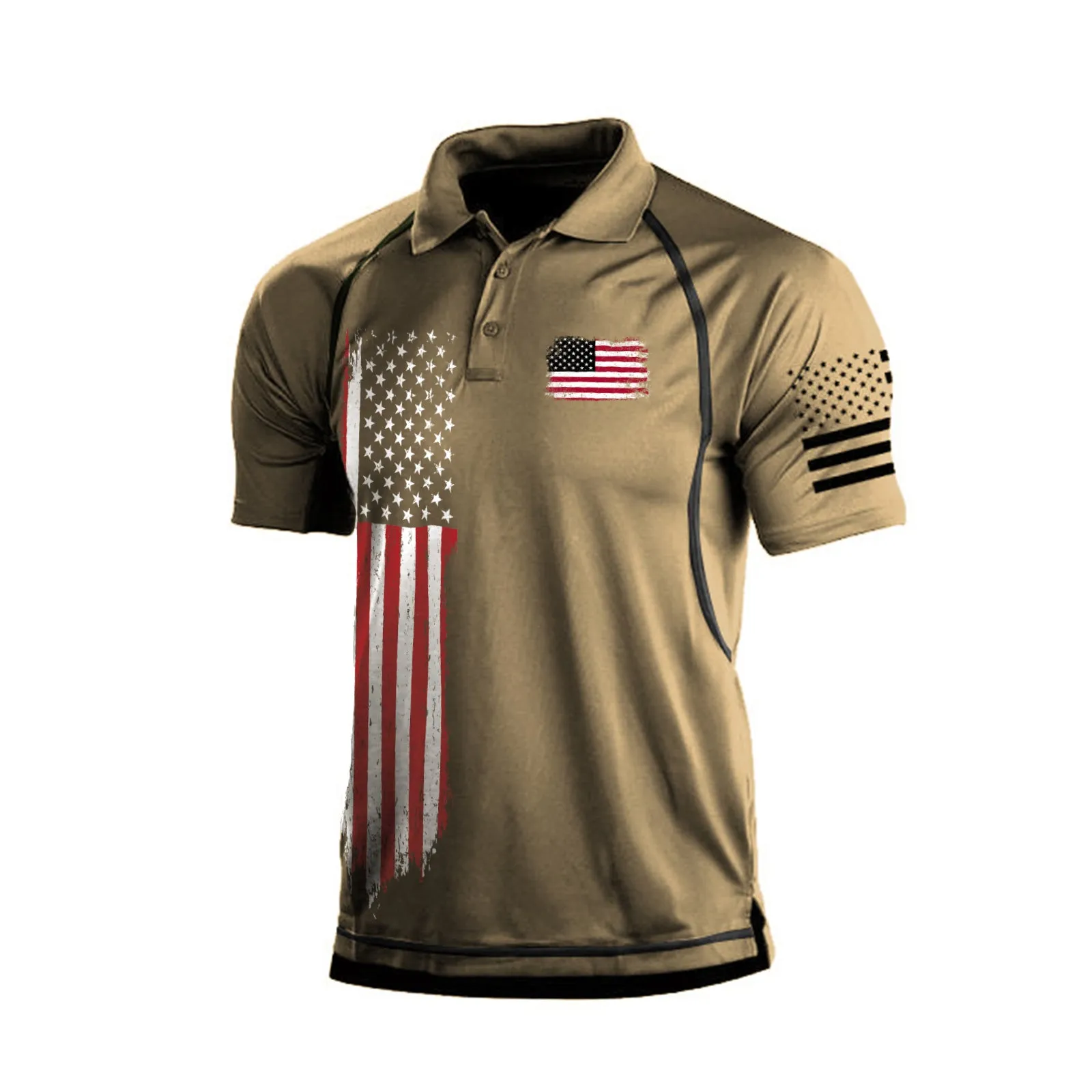 USA FLAG RAGLAN GRAPHIC POLO SHIRT