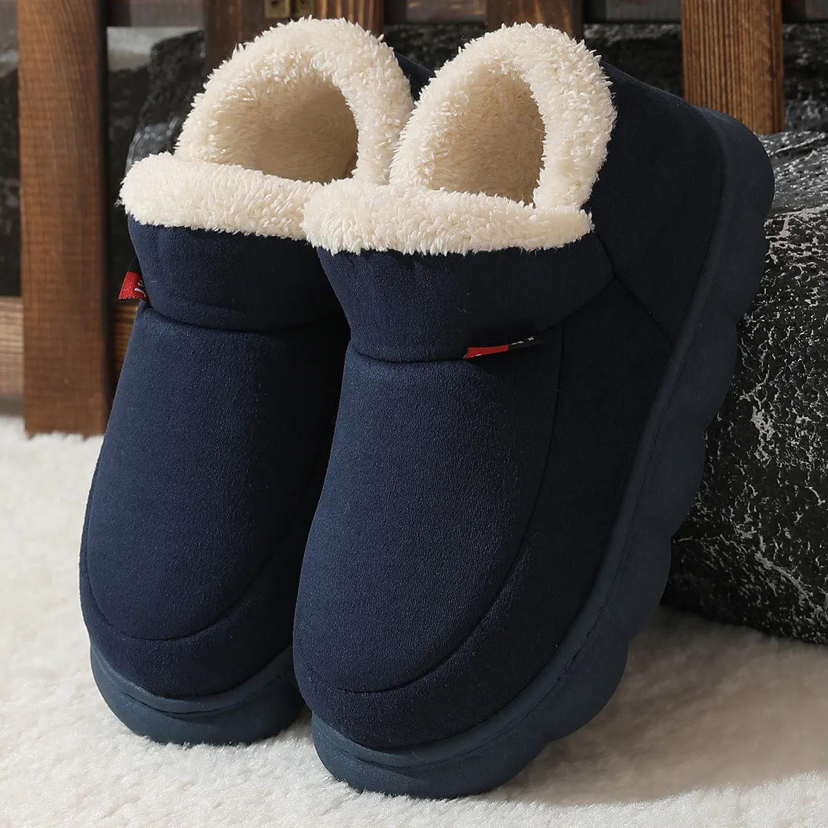 Winter Plush Cotton Shoes Women Men Warm Suede House