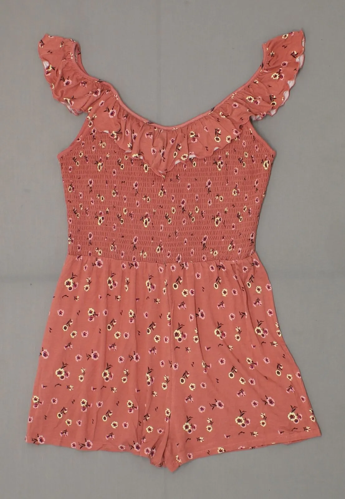 Xhilaration Women's Floral Print Sleeveless Smocked Top Knit Romper