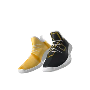 Yellow Box Sneakers - All-Over Print Lace Up Knit Chunky Sneakers